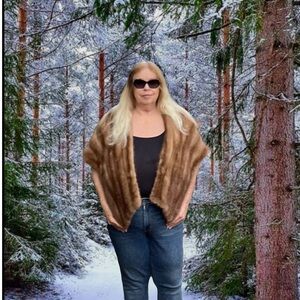 Elegant Mink Fur Stole or Wrap No Monogram Vintage Hollywood Glamour